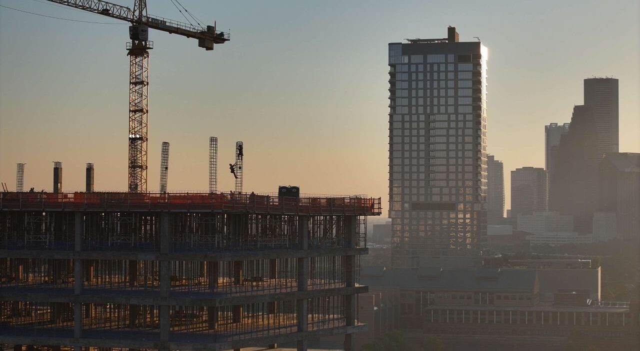 Arch Aerial Houston Construction Skyline