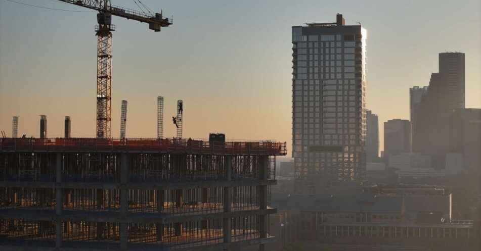 Arch Aerial Houston Construction Skyline